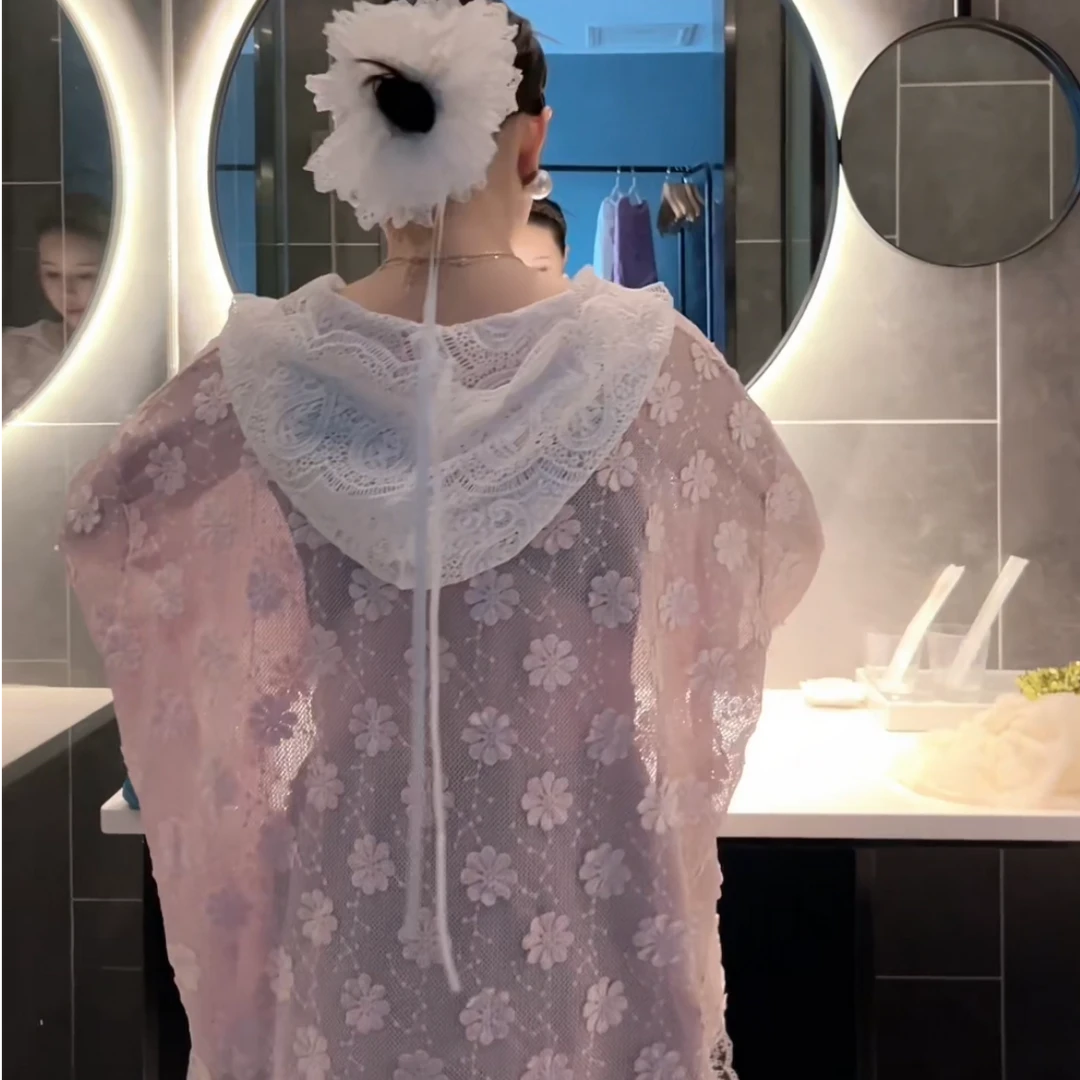 简约风夏季防晒衣雪纺衫秋季薄款小衫蕾丝长袖潮牌女装