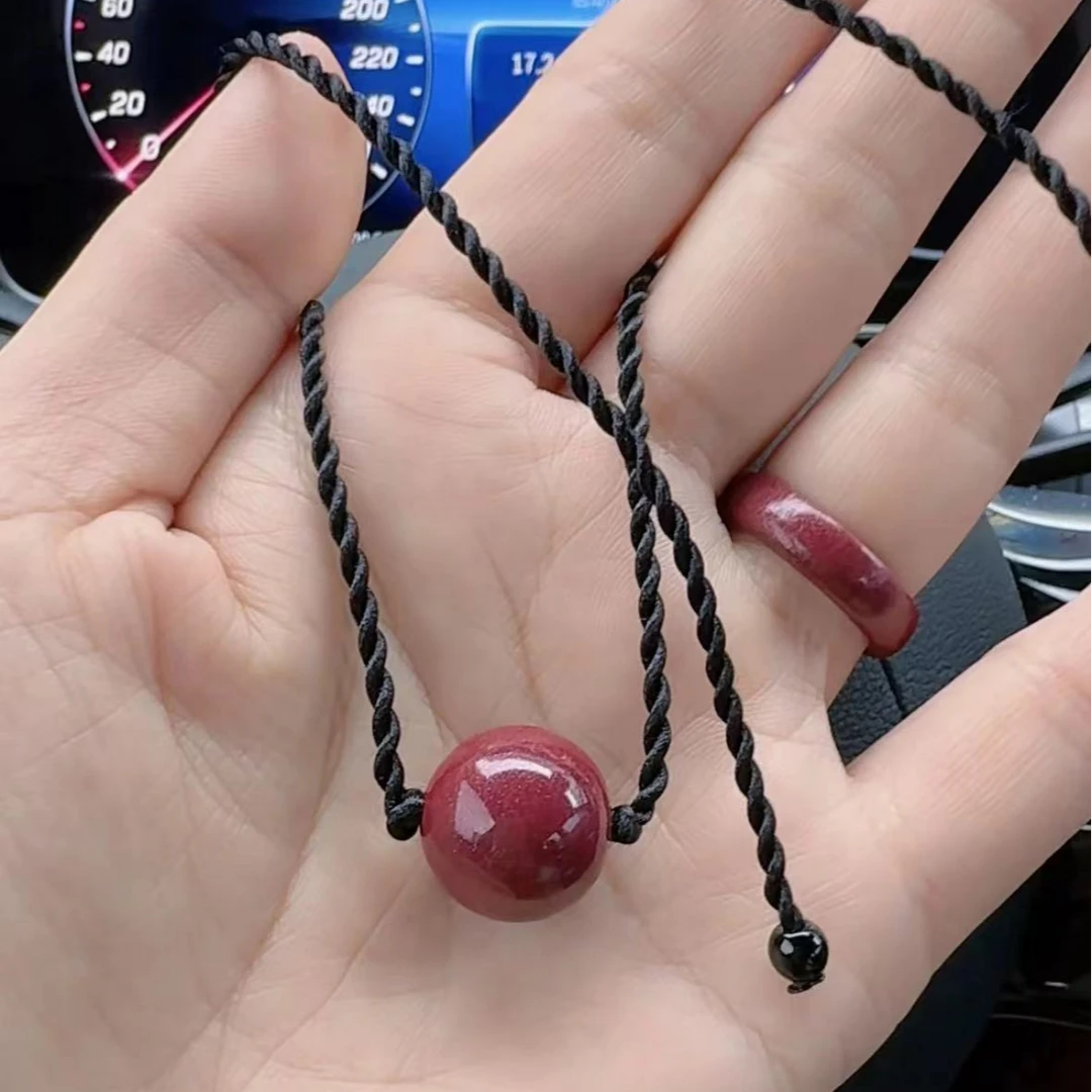 含辰砂工艺品朱砂 辰砂紫金砂16mm锁骨链