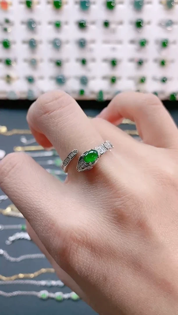 【闪购商品】翡翠戒指银S925镶嵌天然翡翠