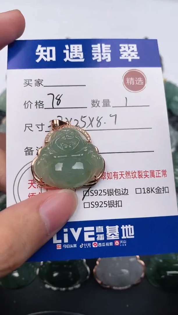 翡翠银S925镶嵌颈饰挂件