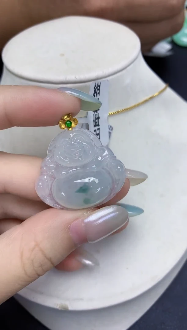 翡翠18K金镶嵌颈饰天然缅甸翡翠A货百元以上9元证书费自理