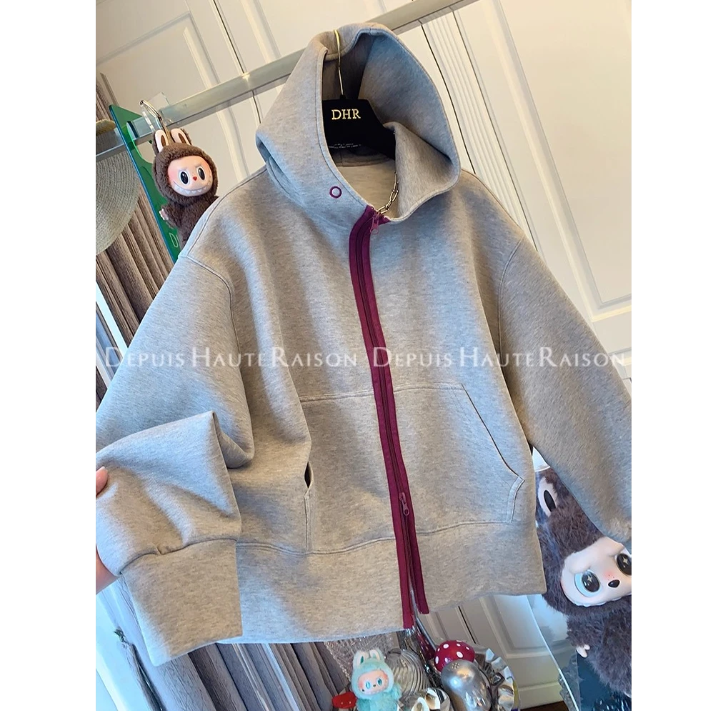 2-300斤超大码高级感拉链开衫卫衣男女秋冬休闲宽松运动连帽外套2