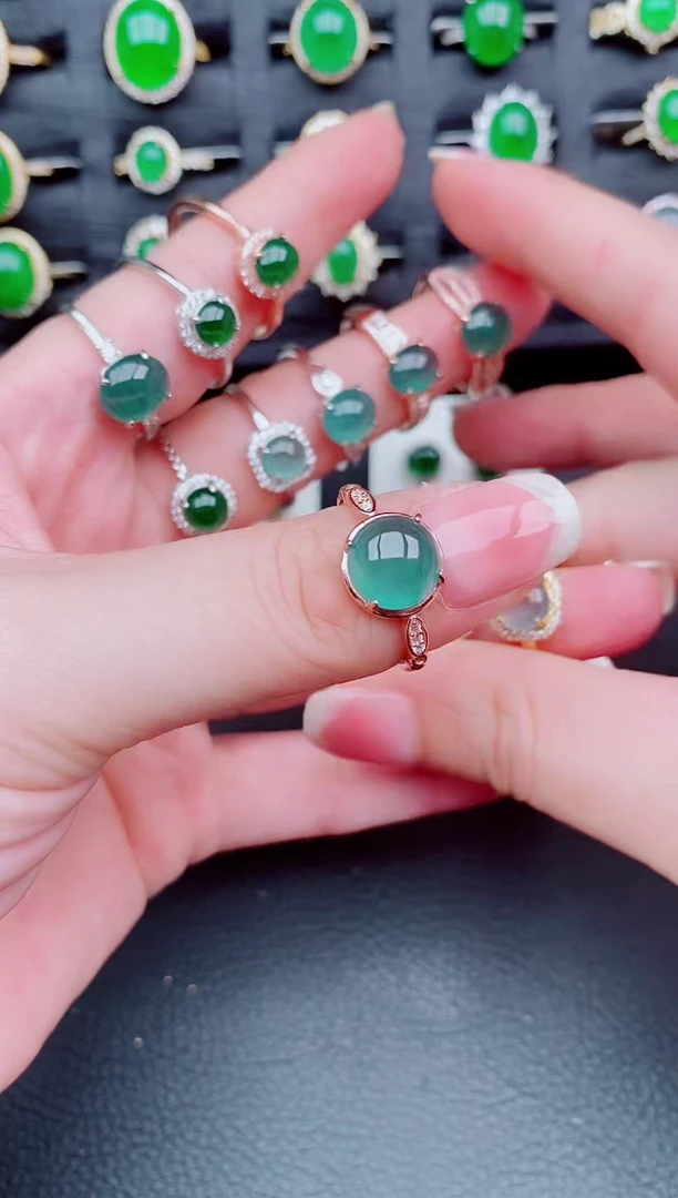 翡翠戒指银S925镶嵌天然a货翡翠275