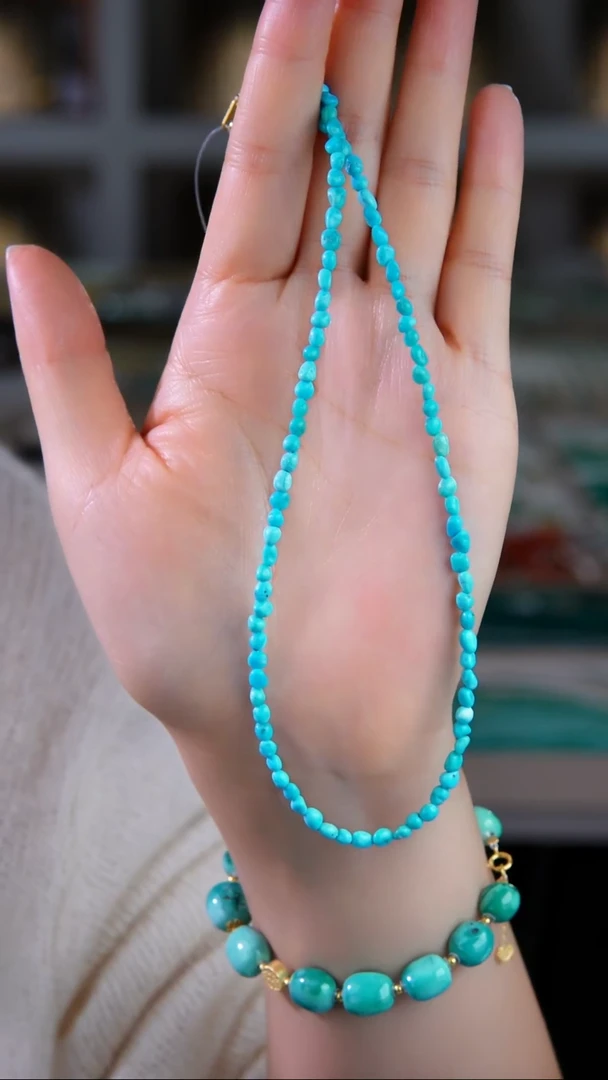 银S925镀金镶嵌绿松石颈饰多样性发货