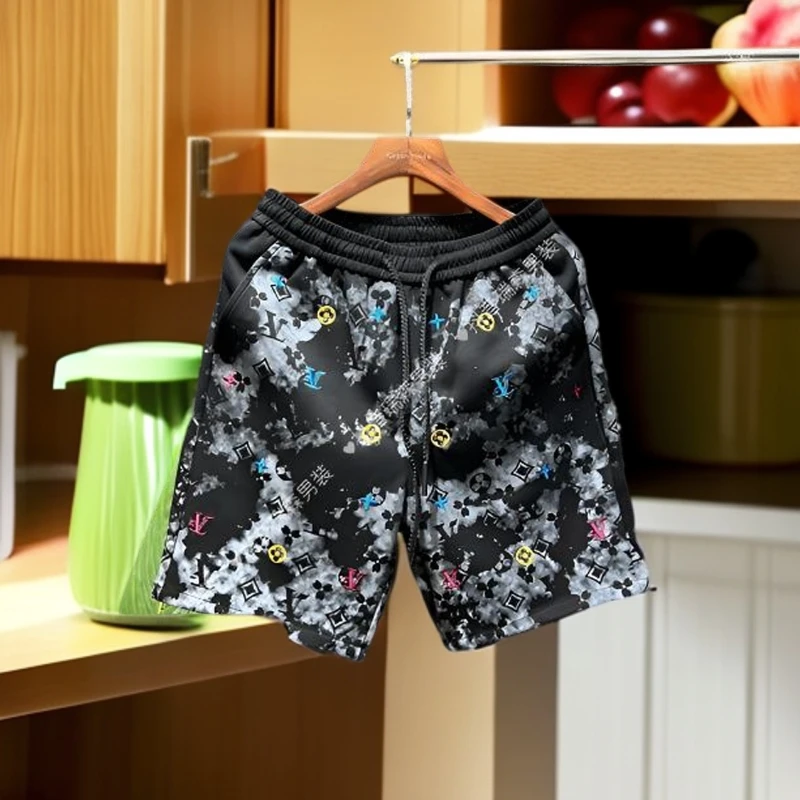 夏季新款男士短裤推荐刺绣轻奢脏脏风五分直筒男装短裤8896