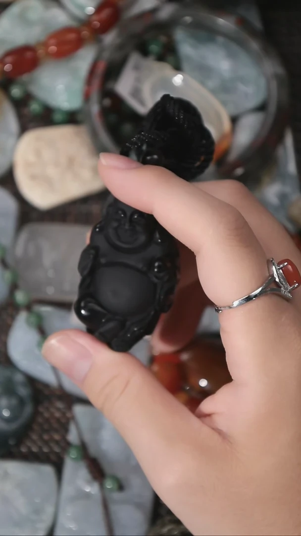 未镶嵌吊坠(不含链)玛瑙/玉髓  黑曜石佛牌