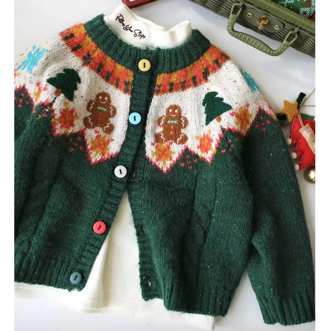 现货壹妈童装女童软糯针织套装秋冬新款男女童加绒裤子设计感外套