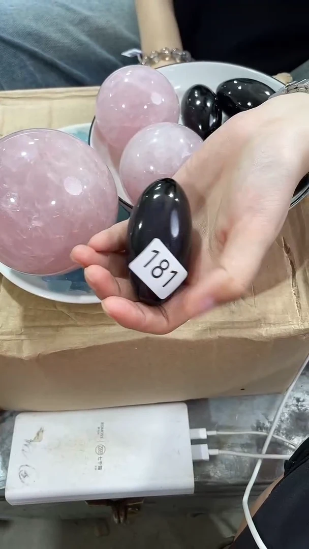 未镶嵌黑曜岩珠宝奇石彩眼黑耀鹅卵石-181