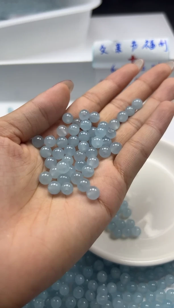 玛瑙/玉髓颈饰未镶嵌 w792冰川蓝玛瑙6mm*50颗