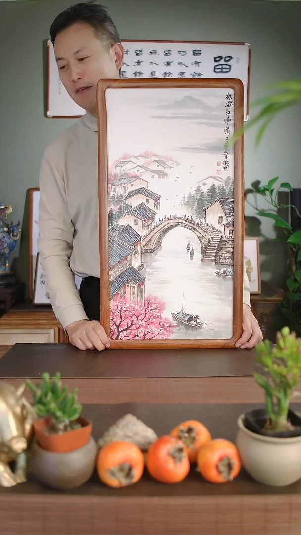 国画李卫国手绘作品桃花江南