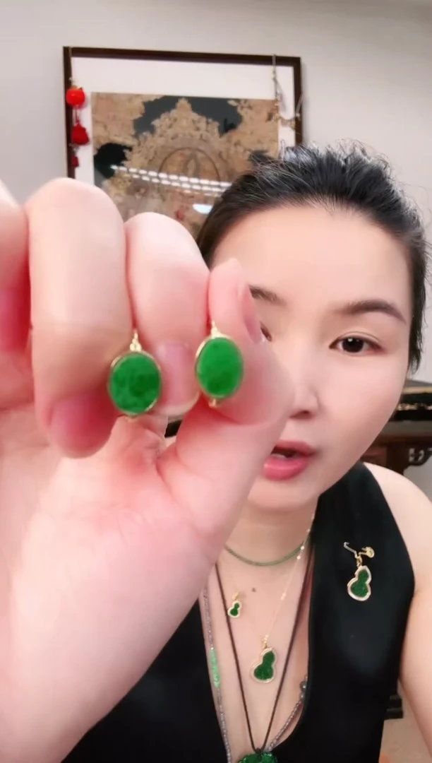 翡翠银S925镶嵌耳饰耳饰