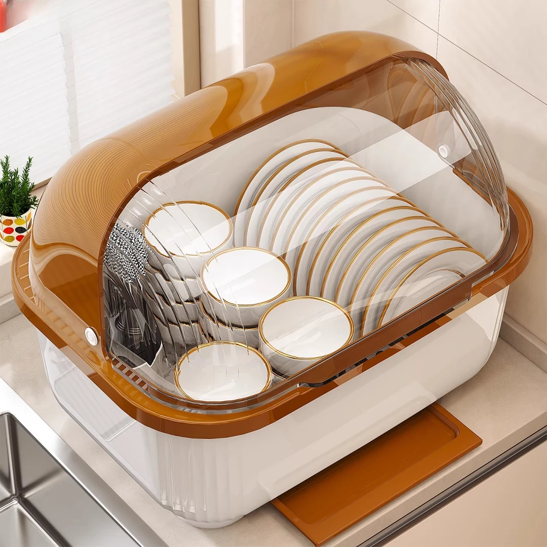 防尘碗筷餐具收纳盒碗碟收纳架台面沥水架碗柜家用放碗碟子盘子
