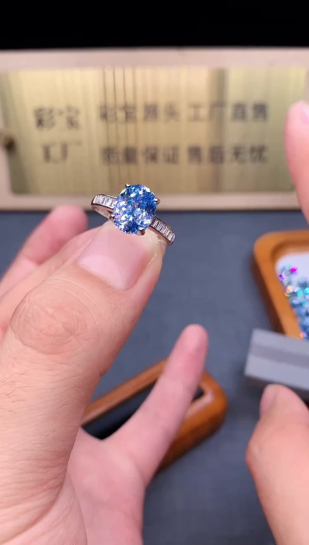 海蓝宝石戒指银S925镶嵌5322