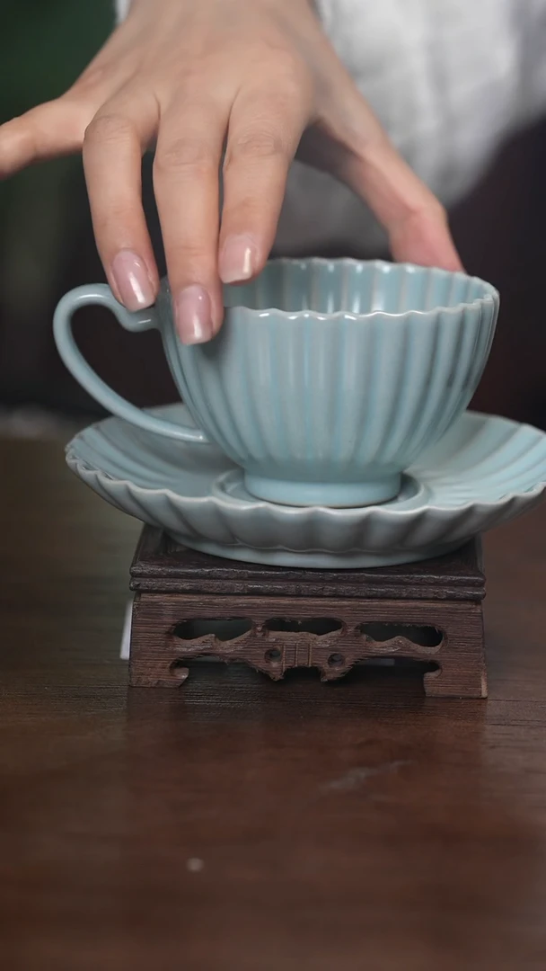 【闪购商品】清凉寺原产地仿古釉手工汝瓷咖啡杯（微瑕）