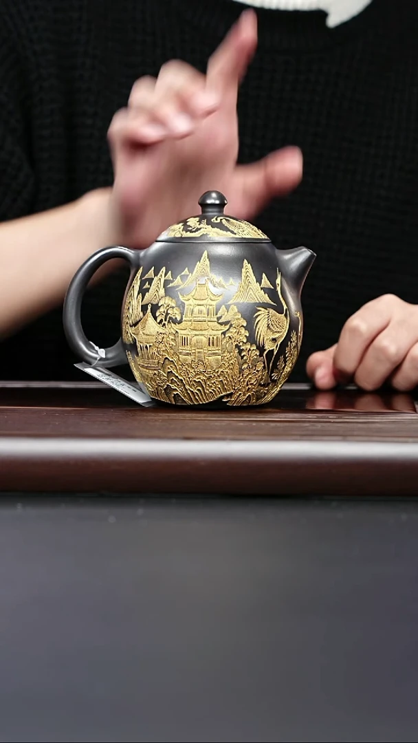 紫砂壶宜兴紫砂 龙蛋壶石黄 高艳