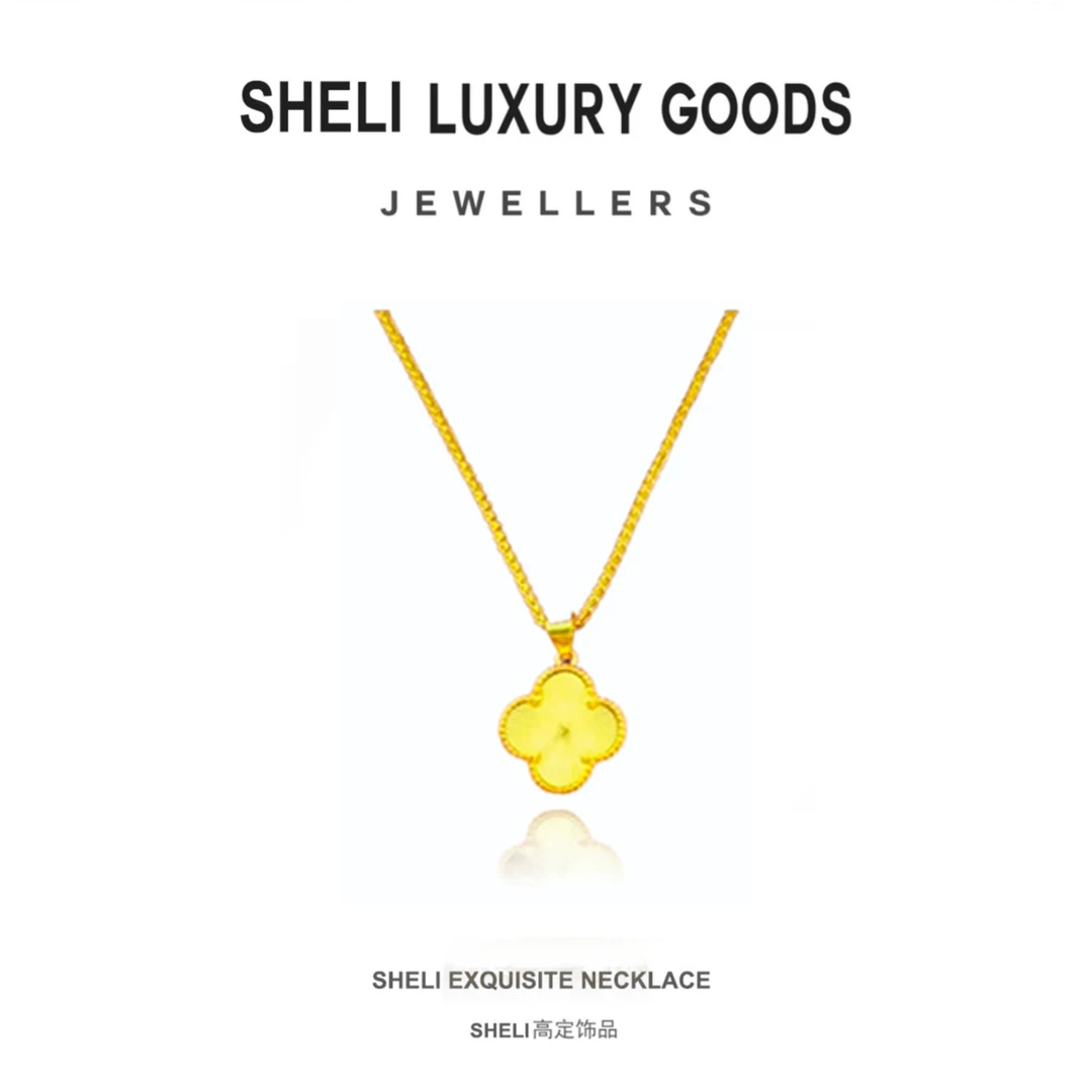 双面金色四叶草项链轻奢气质时尚百搭精致