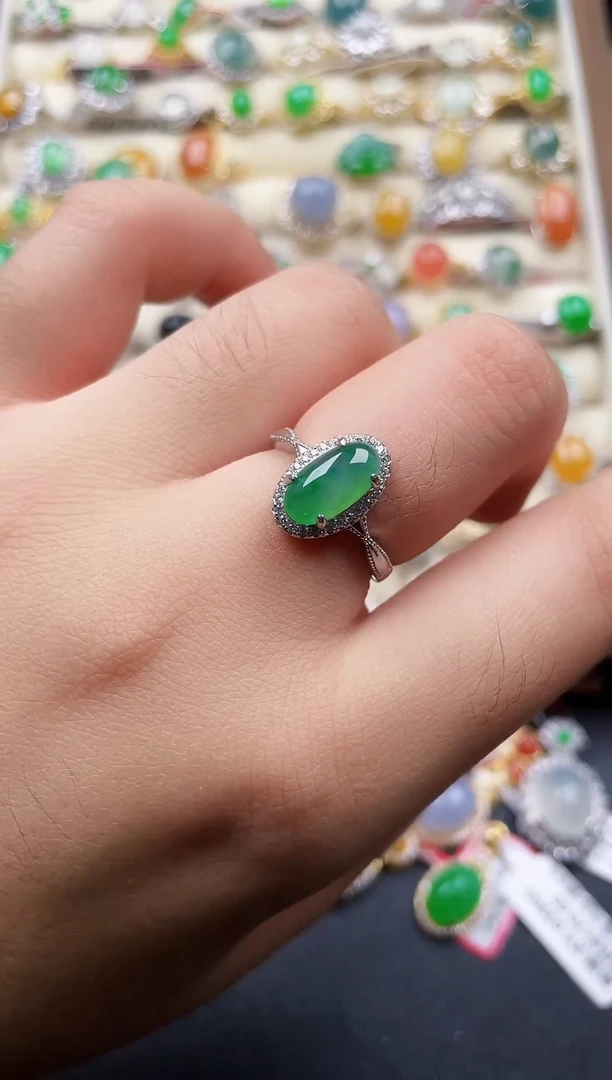 银S925镶嵌戒指翡翠125