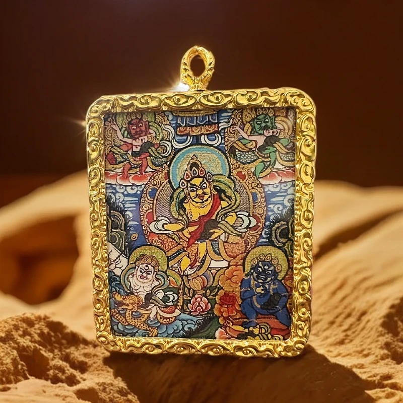 唐卡 藏族 真手绘 钛钢材质 吊坠