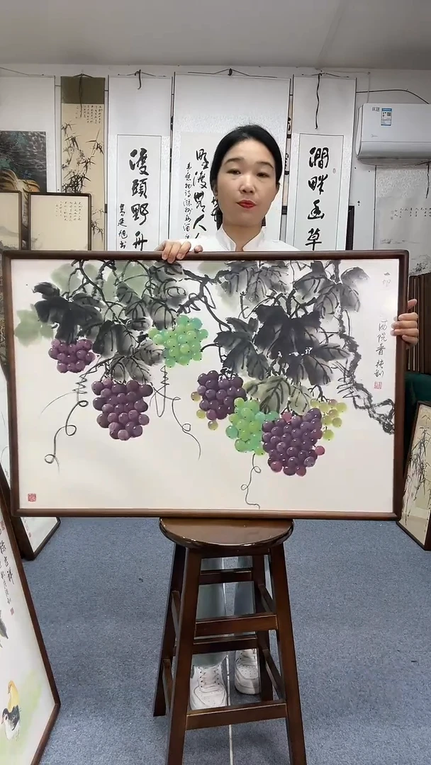 国画62*92实木画框京东包邮手绘横幅