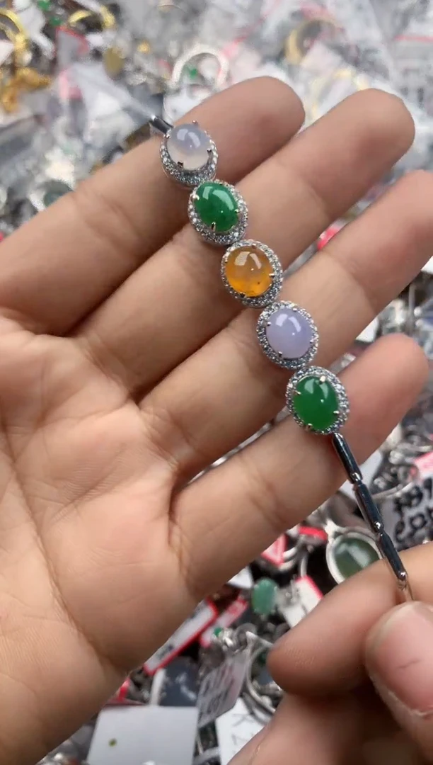 银S925镶嵌戒指翡翠555----8