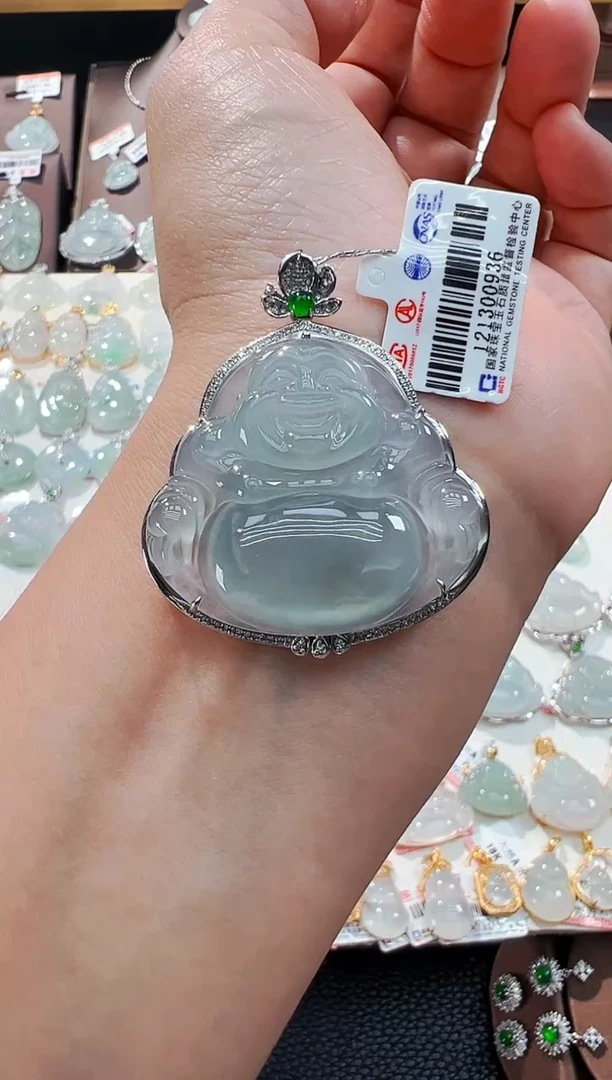 翡翠18K金镶嵌吊坠(不含链)佛公吊坠936
