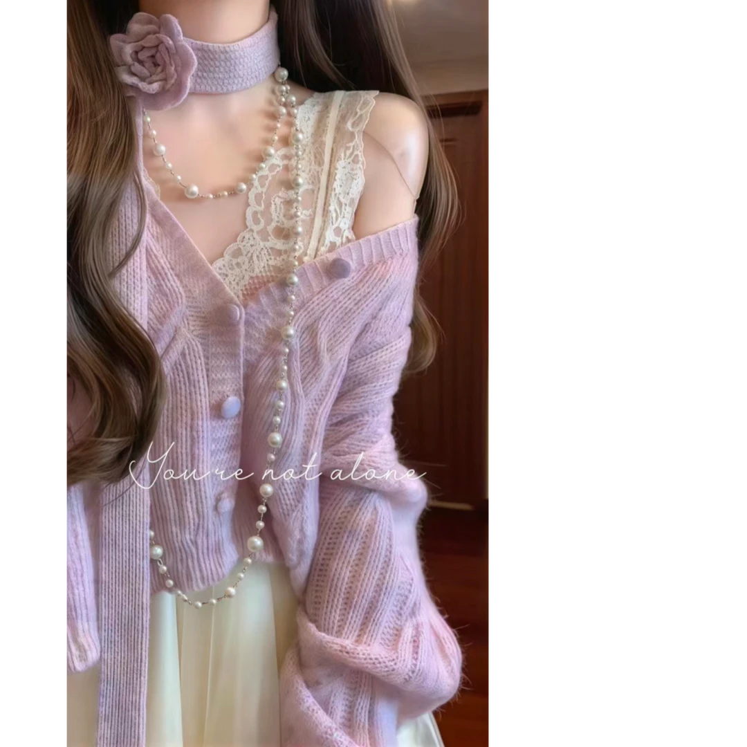 纯欲风网纱(21-40)法式绝美之色气质长袖针织毛衣蕾丝拼接内搭