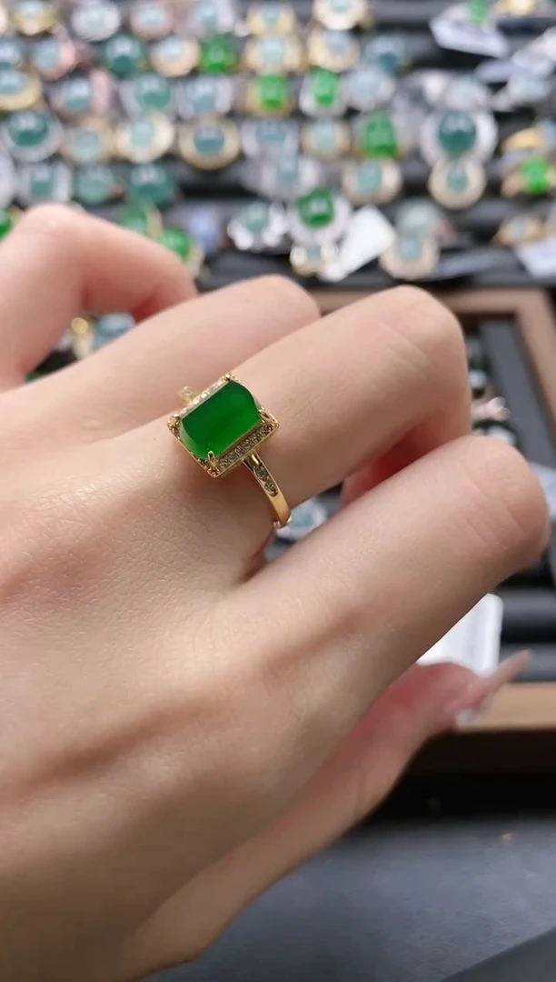 【闪购商品】翡翠戒指银S925镶嵌5151-15