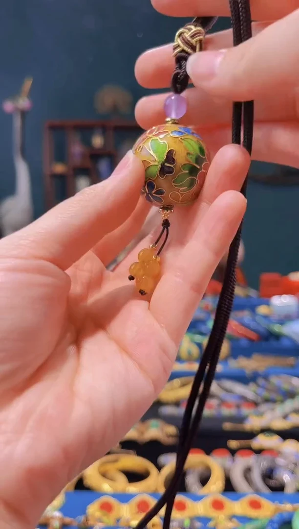 【闪购商品】景泰蓝3.0大珠子+链子 金色