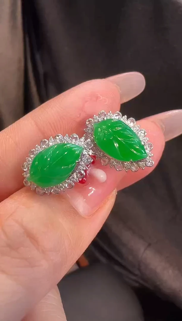 【闪购商品】翡翠耳饰18K金镶嵌耳饰