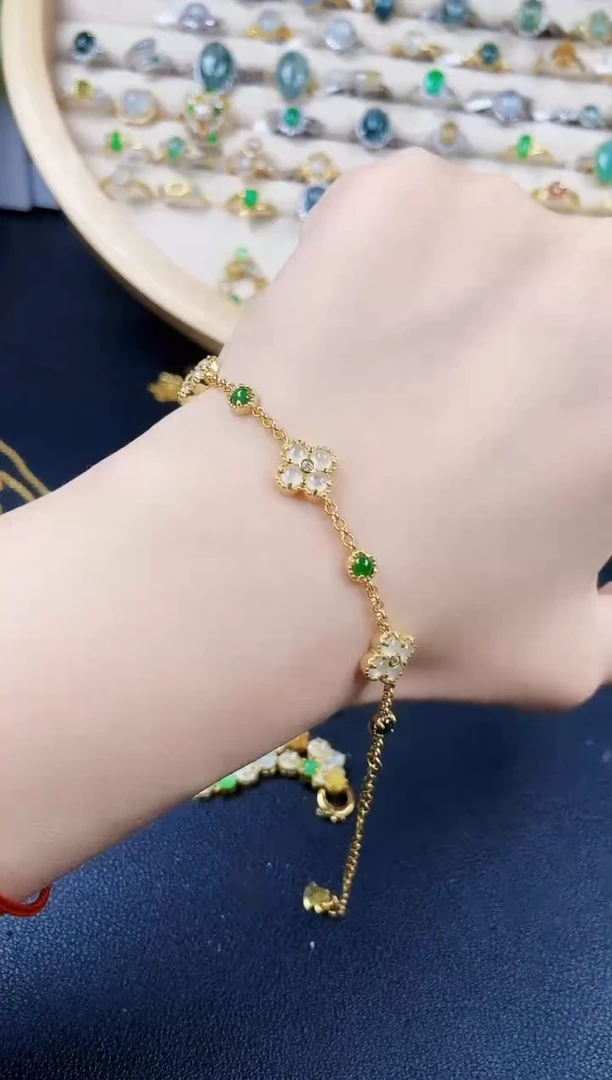 【闪购商品】银S925镶嵌翡翠手链646464