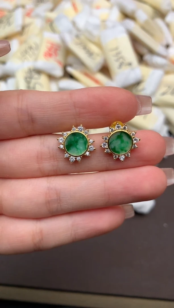 翡翠银S925镶嵌耳饰一福利