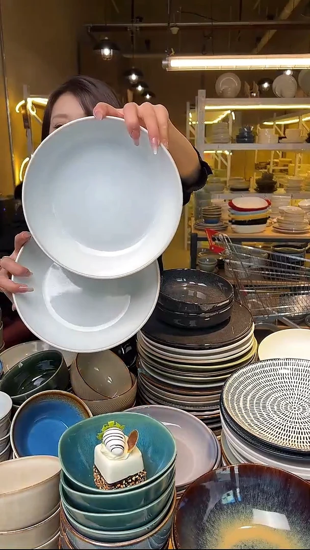 瓷20外贸尾货高温釉下彩陶瓷餐具默认微瑕