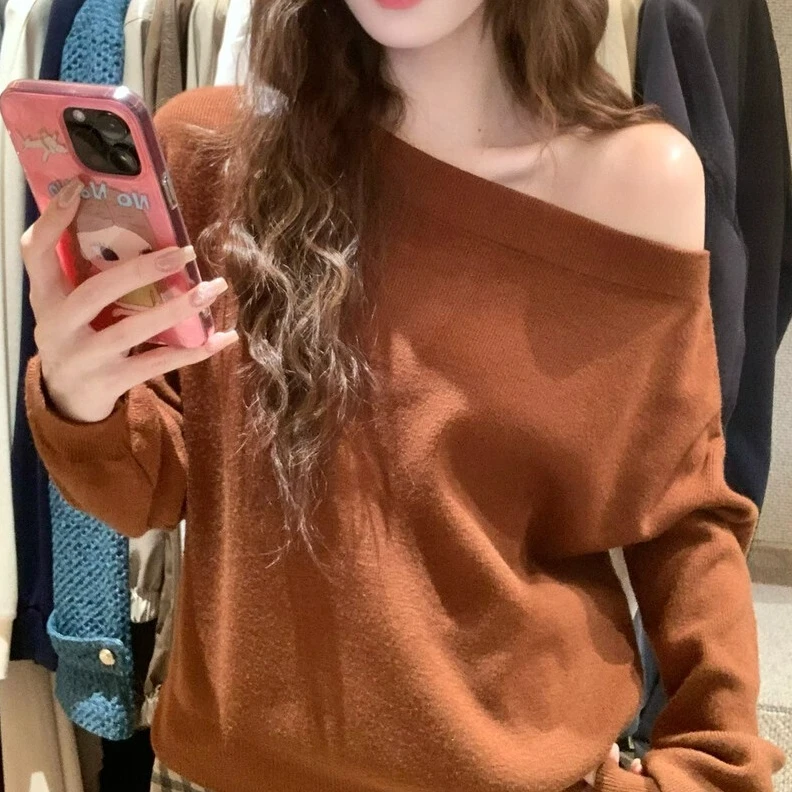 女针织衫法式焦糖色V领针织衫短款上衣套头百搭