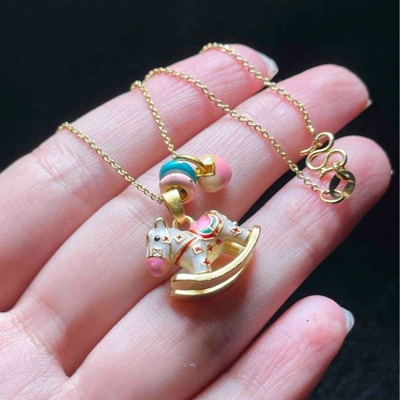 【魏来意】镀K金 摇摇马白色项链-17*11*6mm 42cm