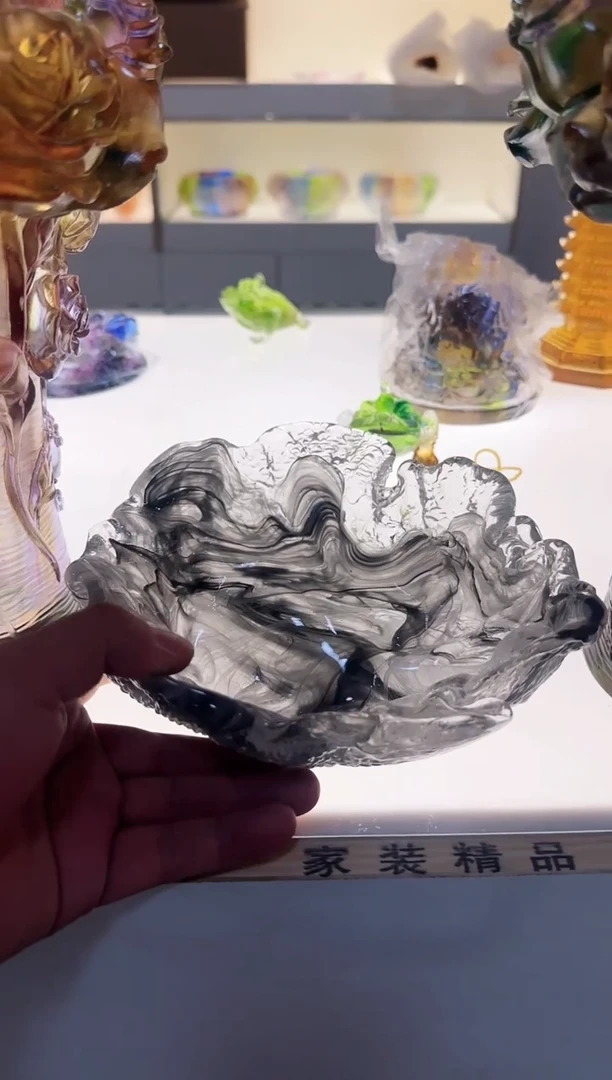 手工艺品琉璃墨纹盘