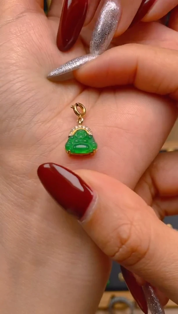 吊坠(不含链)银S925镶嵌翡翠佛公万能扣