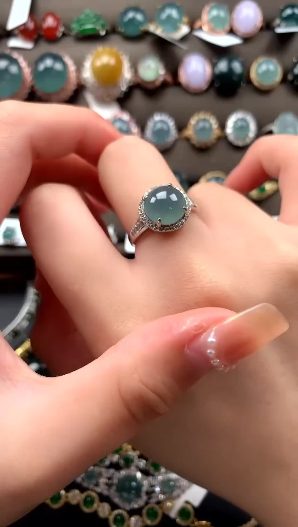 【闪购商品】翡翠戒指银S925镶嵌52141
