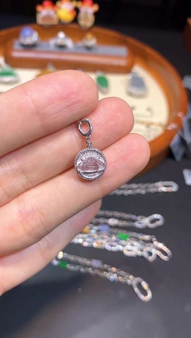 翡翠18K金镶嵌吊坠(不含链)吊坠