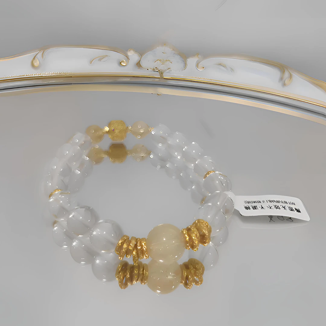 【招财】11mm黄水晶+白水晶手串DIY年轻时尚水晶纯天然