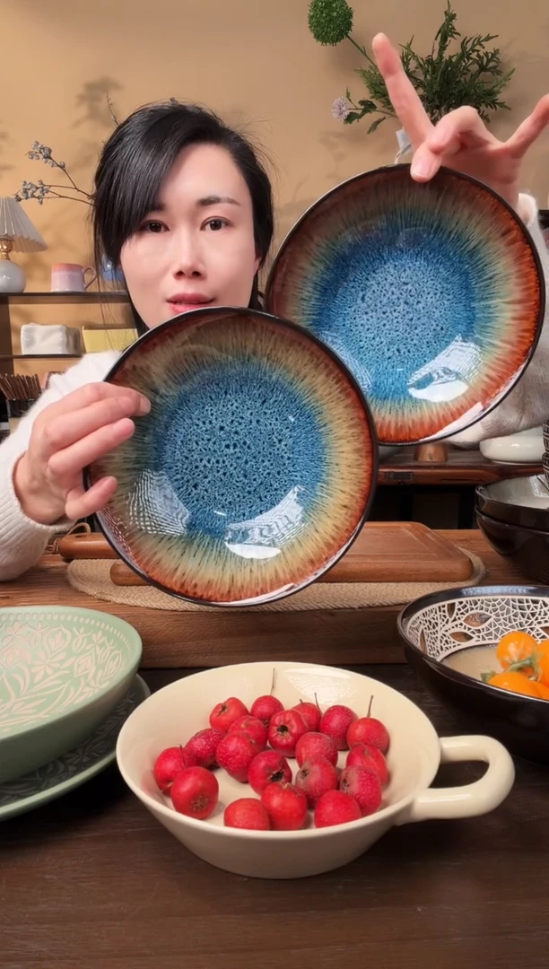 7.8英寸窑变渐变碗2只微瑕
