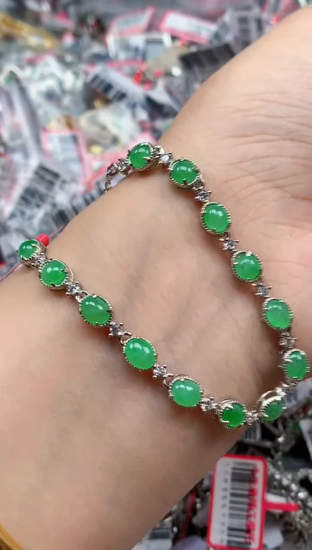 银S925镶嵌戒指翡翠天然A货缅甸翡翠