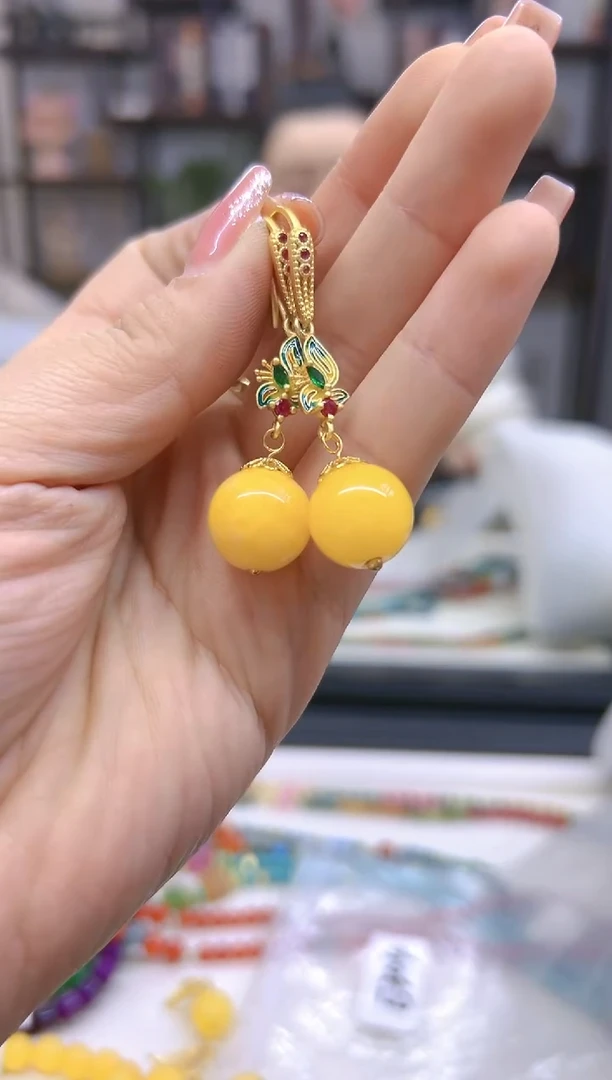 【闪购商品】翡翠耳饰14K金镶嵌耳坠E304