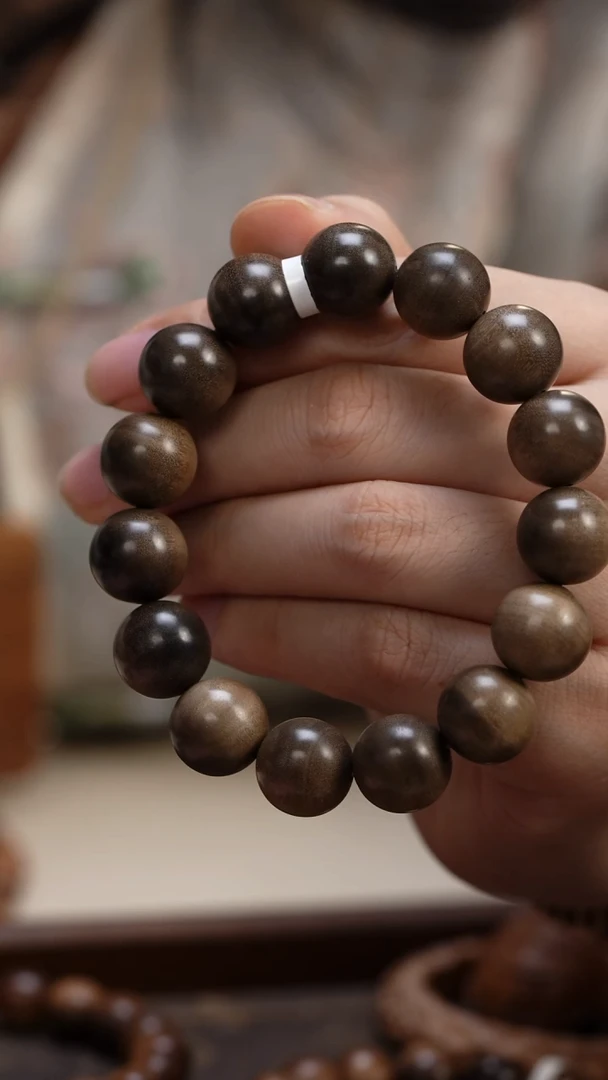 檀香木手串/手链阴沉老山檀香1.5圆珠单圈