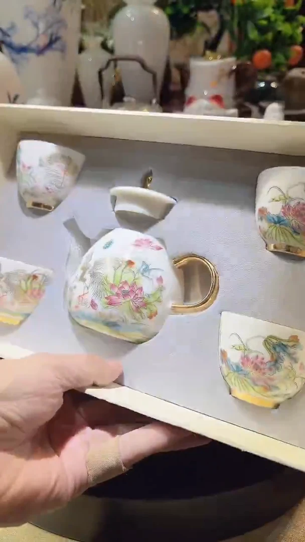 瓷片德艺茶器直播间@@出口河趣4杯
