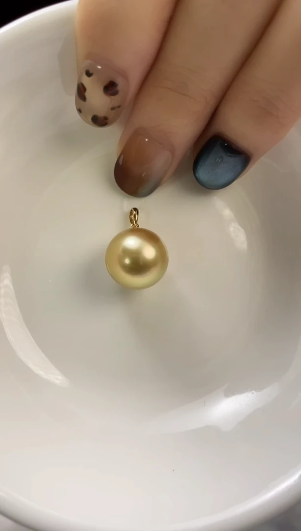 吊坠(不含链)18K金镶嵌海水珍珠12-13南洋金珍珠吊坠