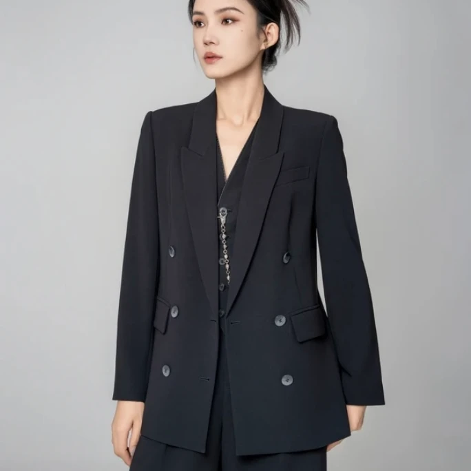 AMASS/阿玛施24K年新年气质经典质感双排扣西装垂坠西服女5400373