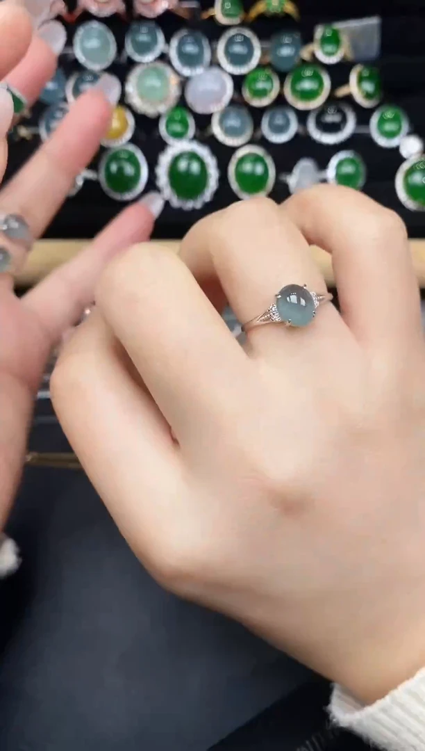 银S925镶嵌戒指翡翠28538