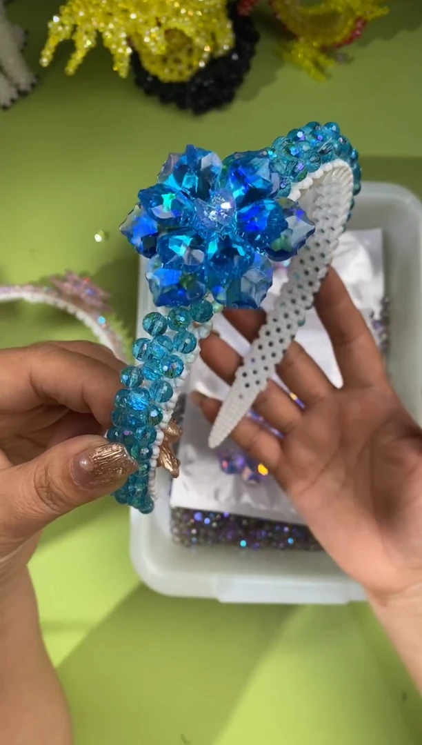 玻璃A49初恋蓝发箍带枫叶款材料包1套