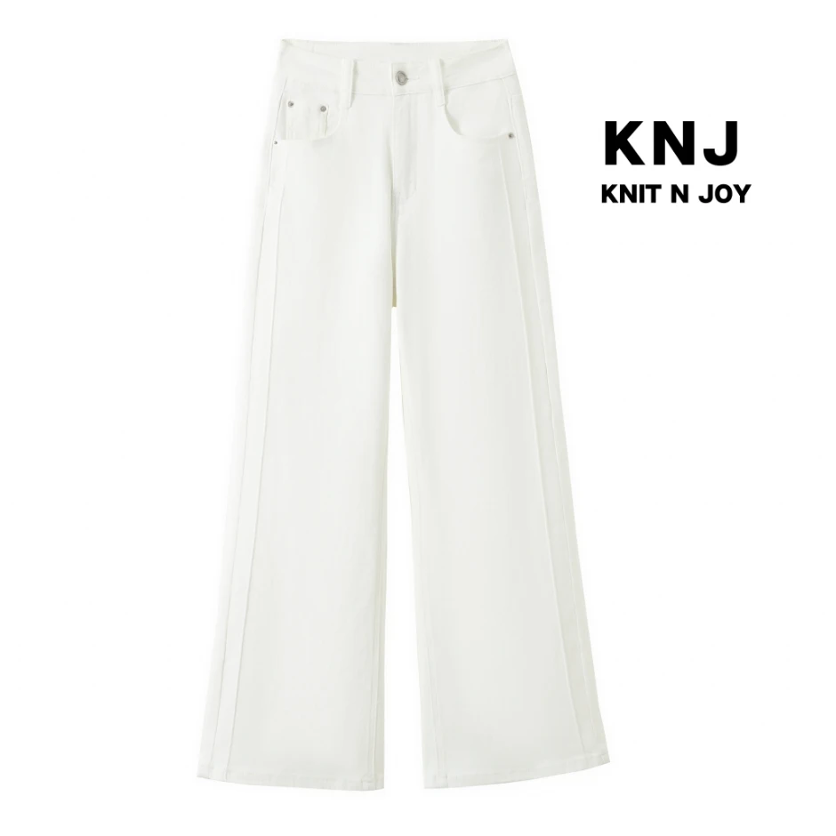 K N J小个子定制夏季清爽白牛不贴腿阔腿微辣百搭显瘦牛仔裤