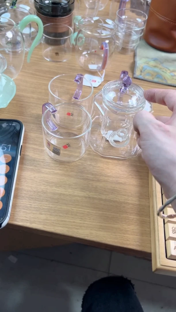 福容六方壶+佰享对杯 浅紫色